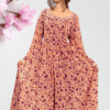 Elegant Purple Chiffon Frock with Embroidered Neckline and Lace Finishing – Women's Fashion