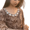 Elegant Brown Chiffon Frock with Embroidered Neckline and Lace Finishing – Women's Fashion